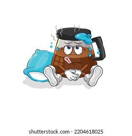 coffee machine sick vector. cartoon character