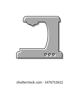 Coffee machine sign. Black line icon with gray shifted flat filled icon on white background. Illustration.