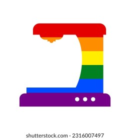 Coffee machine sign. Rainbow gay LGBT rights colored Icon at white Background. Illustration.