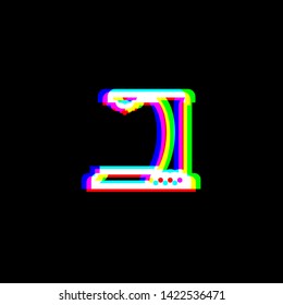 Coffee machine sign. Red, green and blue unfocused contour icon at black background. Illustration.