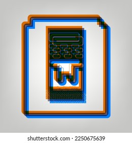Coffee machine sign. Stroked Icon in orange, azure and old lavender Colors at gray Background. Illustration.
