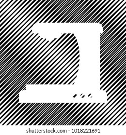 Coffee machine sign. Vector. Icon. Hole in moire background.