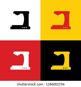 Coffee machine sign. Vector. Icons of german flag on corresponding colors as background.