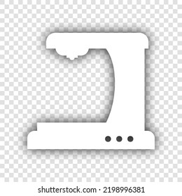 Cartel de la máquina de café. Icono blanco con sombra gris natural caída en fondo transparente. Ilustración.