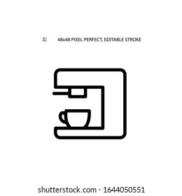 Icono de línea simple de la máquina de café ilustración vectorial.Trazo editable. 48x48 Pixel Perfecto.