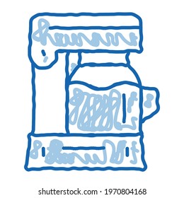 coffee machine sketch icon vector. Hand drawn blue doodle line art coffee machine sign. isolated symbol illustration
