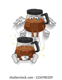 coffee machine spirit leaves the body mascot. cartoon vector