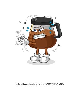 coffee machine swat fly character. cartoon mascot vector