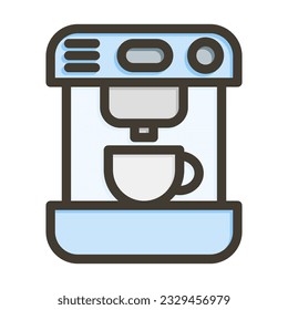 Coffee Machine Thick Line Filled Colors For Personal And Commercial Use.
