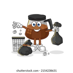 coffee machine Throw garbage mascot. cartoon vector