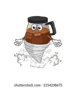 coffee machine in the tornado cartoon character vector