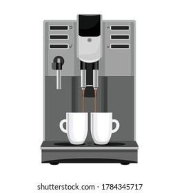 Coffee machine vector cartoon icon.Isolated illustration cartoon icon maker espresso. Vector illustration coffee machine on white background.