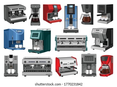 Coffee machine vector cartoon set icon.Isolated cartoon set icon maker espresso. Vector illustration coffee machine on white background.