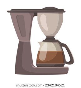 Coffee machine vector. Equipment or tool for making hot drink at home or coffee shops isolated on white. Beverage, morning, breakfast concept