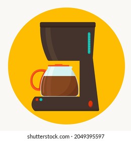 Coffee machine vector flat design illustration. Isolated maker espresso. Hand drawn design element for label and poster