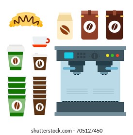 Coffee machine vector flat material design object. Isolated illustration on white background.