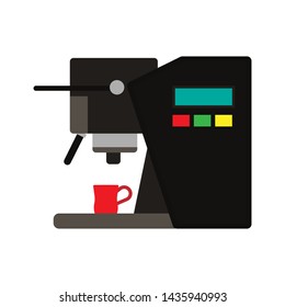 Coffee machine vector icon cafe illustration. Espresso caffeine drink beverage equipment appliance maker. Barista grinder