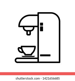 Coffee machine vector icon, cappuccino symbol. Simple, flat design for web or mobile app