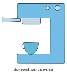 Coffee machine vector icon isolated on white. Carob coffee machine. Filled flat sign, solid pictogram isolated on white. Symbol, logo illustration. Coffee cup with handle. Electric appliance device