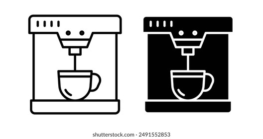 Coffee machine vector icon set in black color.