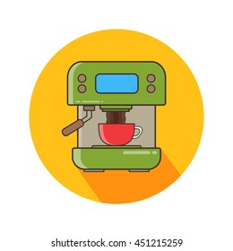 Coffee Machine vector. Icon for web and mobile application. Flat design style.