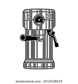 Coffee machine vector illustration in monochrome style isolated on white background