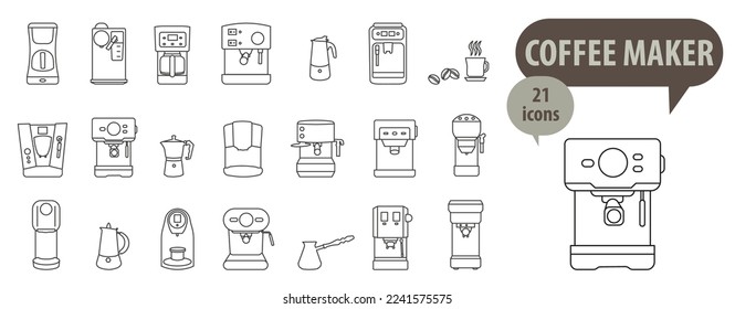 Coffee machine vector line icon or symbol.