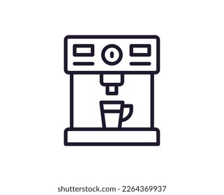 Coffee machine vector line icon. Premium quality logo for web sites, design, online shops, companies, books, advertisements. Black outline pictogram isolated on white background 