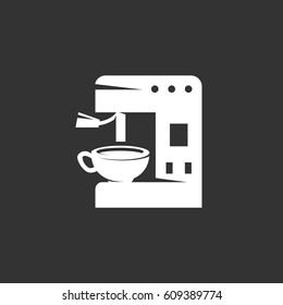 Coffee machine vector logo illustration isolated sign symbol. Icon pictogram for web graphics