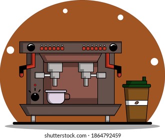 Kaffeemaschine, Vektorgrafik. Ideal für ein Symbol der Kaffeebranche, des Kaffeegärtens, der Herstellung und vielem mehr.
