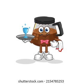 coffee machine waiter cartoon. cartoon mascot vector