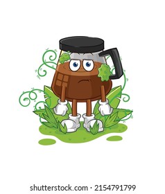 coffee machine waiting too long mascot. cartoon vector