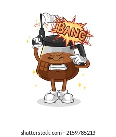 coffee machine warning shot mascot. cartoon vector