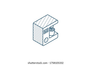 coffee machine whith cup isometric icon. 3d vector illustration. Isolated line art technical drawing. Editable stroke