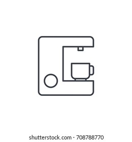 coffee machine whith cup thin line icon. Linear vector illustration. Pictogram isolated on white background