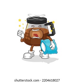 coffee machine yawn character. cartoon mascot vector