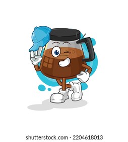 coffee machine young boy character cartoon