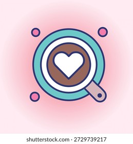 Café Feito com Ilustração Vetorial de Amor para Dia dos Namorados, Romance e Momentos Acolhedores. Valentine’s Day Coffee Cup Vetor with Heart for Love, Romance, and Cafe Design.