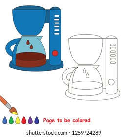 Coffee maker to be colored, the coloring book for preschool kids with easy educational gaming level.