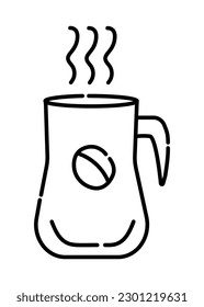 Coffee maker black and white vector line icon