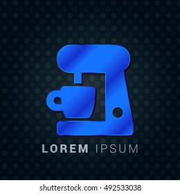 Coffee Maker Blue metallic chromium precious Icon / Logo Design