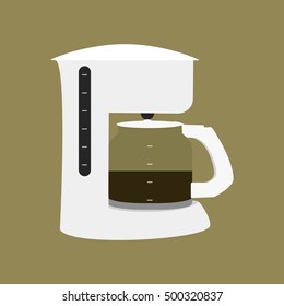 Coffee maker and boiler machine. Vector flat illustration