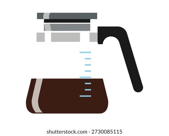 Coffee maker brewing coffee into a pot on a simple background