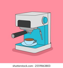 coffee maker cartoon icon illustration. food and drink concept icon isolated with flat cartoon style