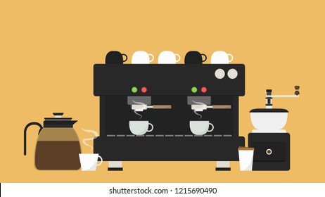 coffee maker cartoon vector. free space for text. wallpaper.