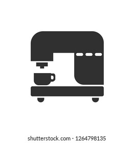 The coffee maker and cup. Black flat design. Vector Illustration