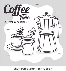 coffee maker and cup of coffee design