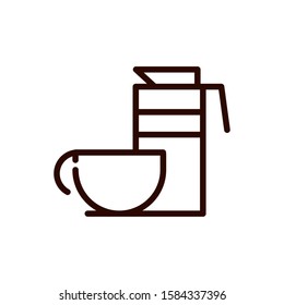 coffee maker and cup line design vector illustration