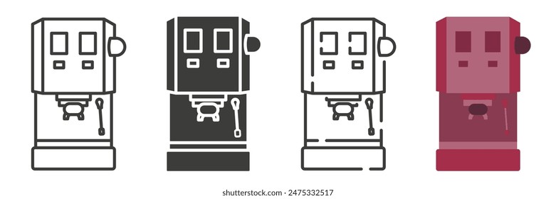 Coffee maker in different styles. Coffee machine. Making coffee. EPS 10.