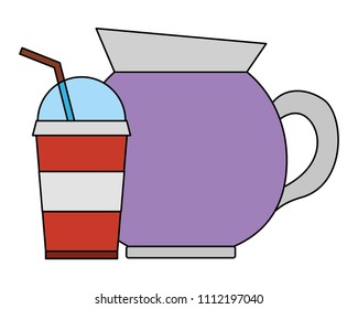 coffee maker and disposable paper cup straw